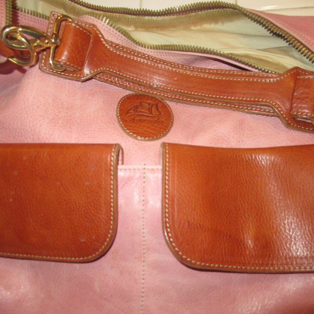 Terrida Tote Shopper Bag Colorful Bag XL Pink Leather - Picture 10 of 13